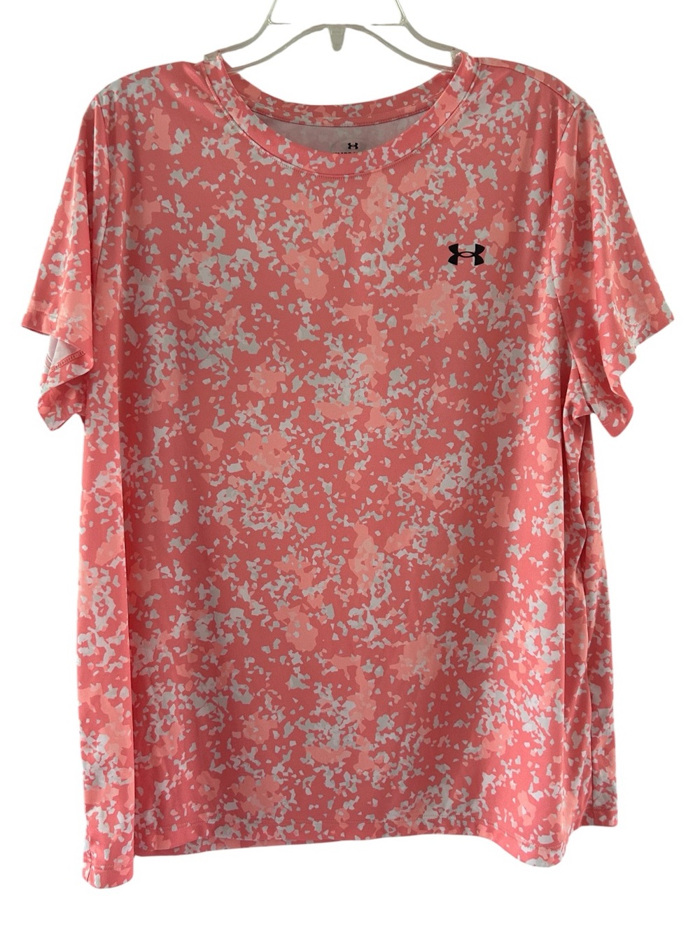Under Armour Women’s Tech Pixelate T-Shirt Pink Camo Short Sleeve Workout Top L